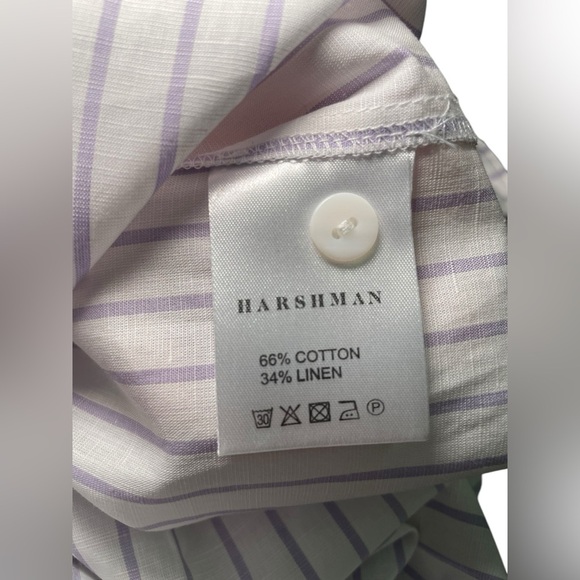 Harshman White & Lavender Stripe Mini Dress S | Cotton Linen Blend NWT - Picture 5 of 6